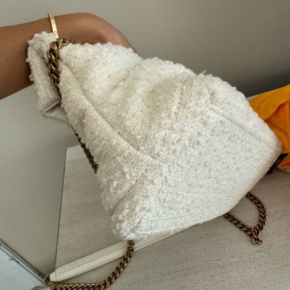 YSL Saint Laurent Small Lou Lou Tweed Boucle Cream Purse - Picture 12 of 12